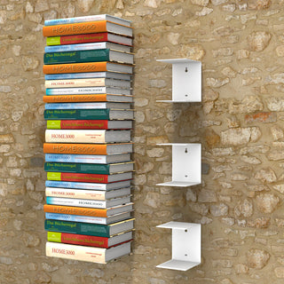 Invisible bookcase set of 3 large in white